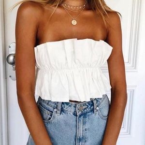 White Pleat Crop Top